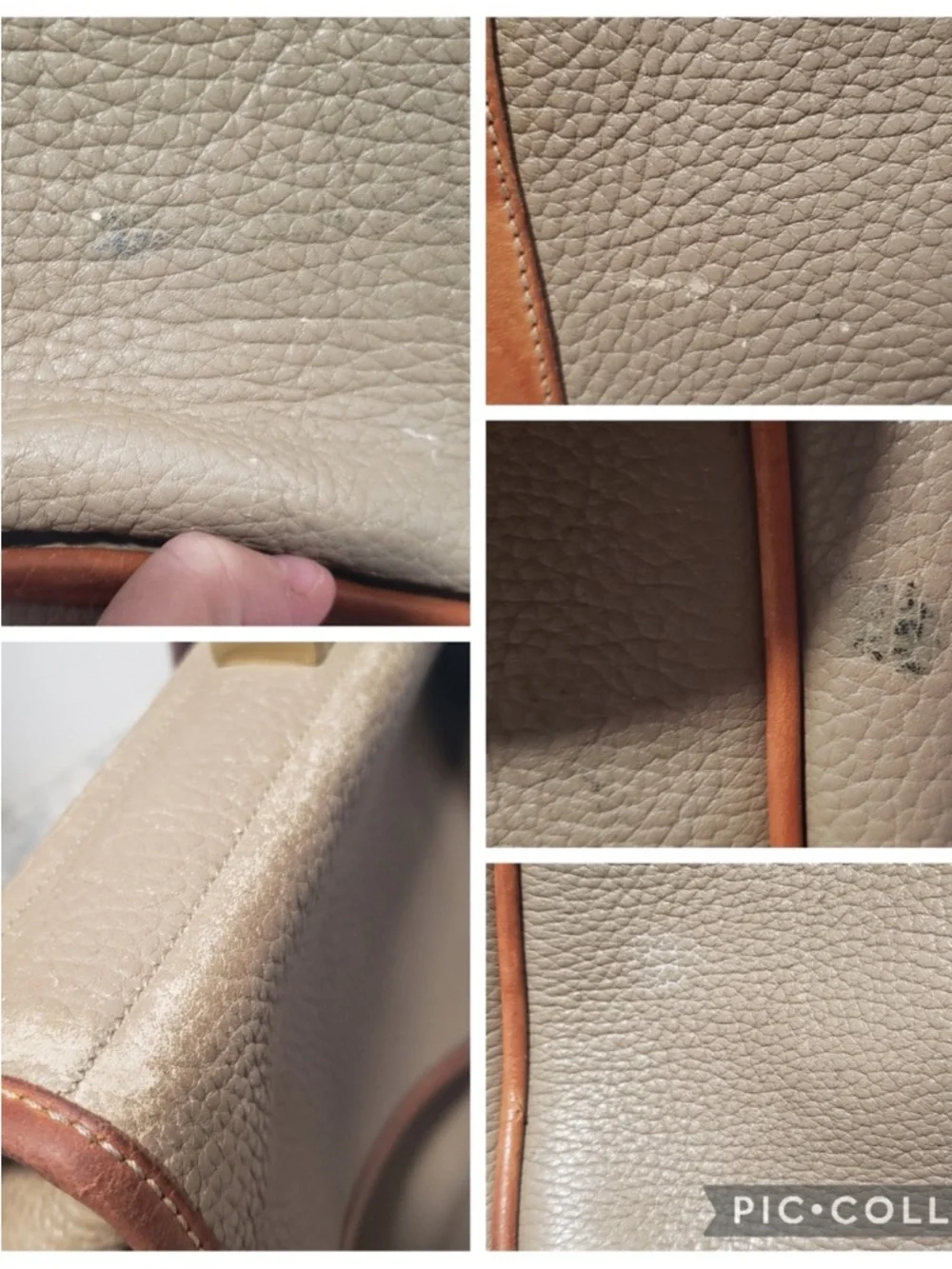 Dooney & Bourke Vintage All weather Taupe and Tan Two-Tone Leather Briefcase